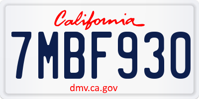 CA license plate 7MBF930