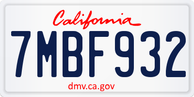 CA license plate 7MBF932