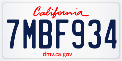 CA license plate 7MBF934