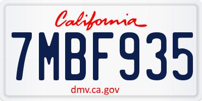 CA license plate 7MBF935