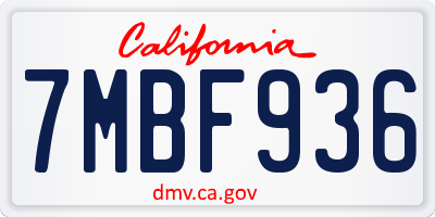 CA license plate 7MBF936
