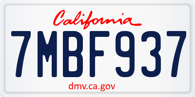 CA license plate 7MBF937