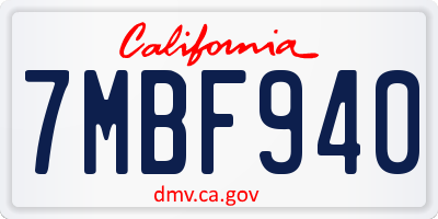 CA license plate 7MBF940