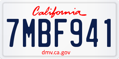 CA license plate 7MBF941