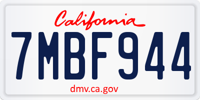 CA license plate 7MBF944