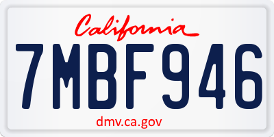 CA license plate 7MBF946