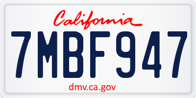CA license plate 7MBF947