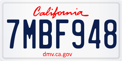 CA license plate 7MBF948