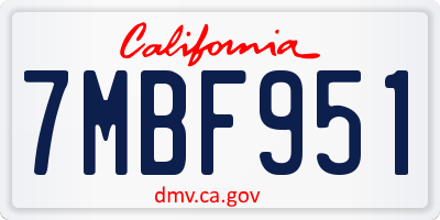 CA license plate 7MBF951