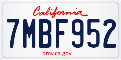 CA license plate 7MBF952