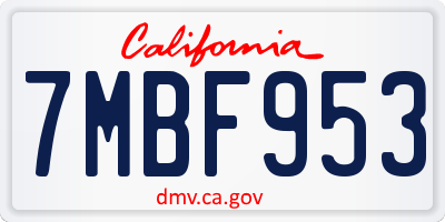 CA license plate 7MBF953