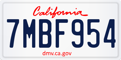 CA license plate 7MBF954