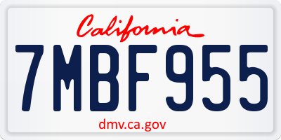 CA license plate 7MBF955