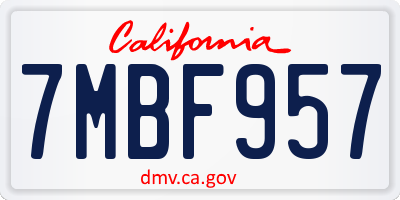 CA license plate 7MBF957