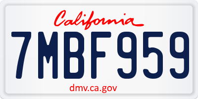 CA license plate 7MBF959