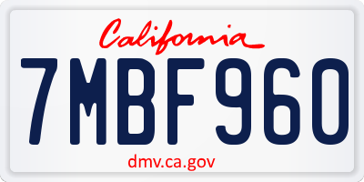 CA license plate 7MBF960