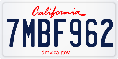 CA license plate 7MBF962