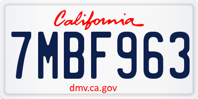 CA license plate 7MBF963