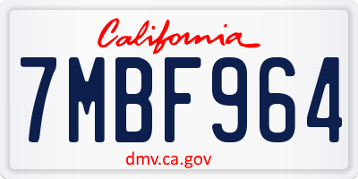 CA license plate 7MBF964