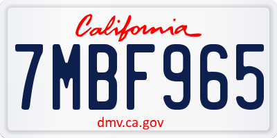 CA license plate 7MBF965