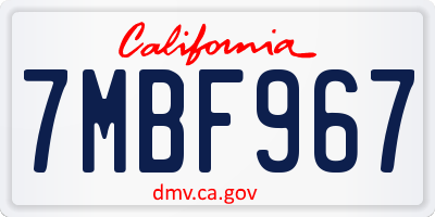 CA license plate 7MBF967