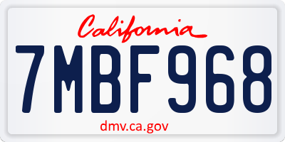 CA license plate 7MBF968