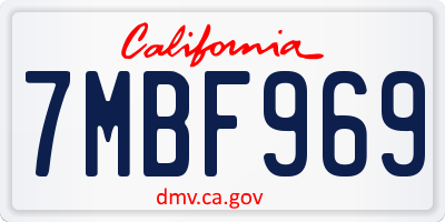 CA license plate 7MBF969