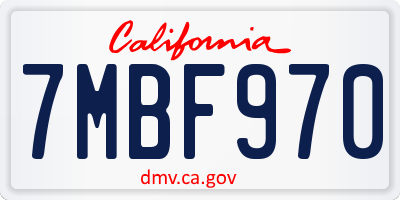 CA license plate 7MBF970