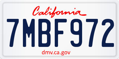 CA license plate 7MBF972
