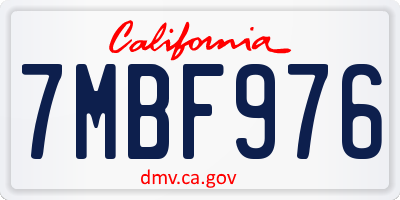 CA license plate 7MBF976