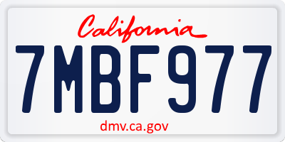 CA license plate 7MBF977