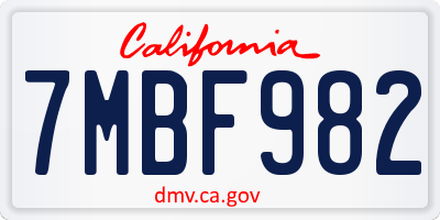 CA license plate 7MBF982