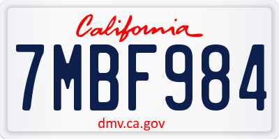 CA license plate 7MBF984