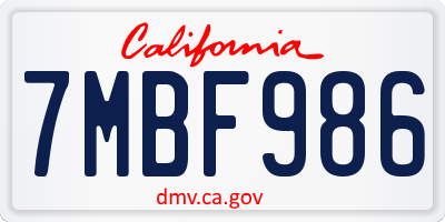CA license plate 7MBF986