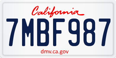 CA license plate 7MBF987
