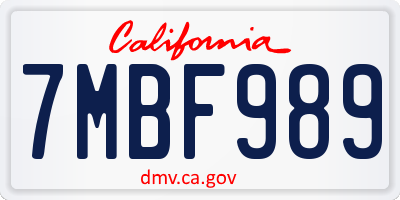 CA license plate 7MBF989