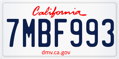 CA license plate 7MBF993