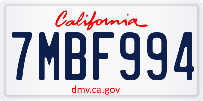 CA license plate 7MBF994