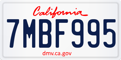 CA license plate 7MBF995