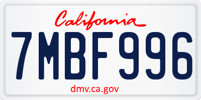 CA license plate 7MBF996