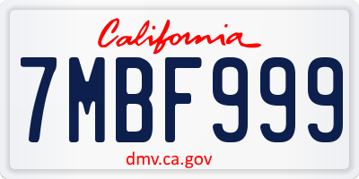 CA license plate 7MBF999