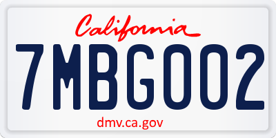 CA license plate 7MBG002