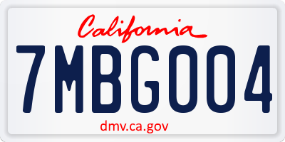 CA license plate 7MBG004