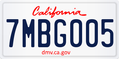 CA license plate 7MBG005