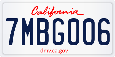 CA license plate 7MBG006
