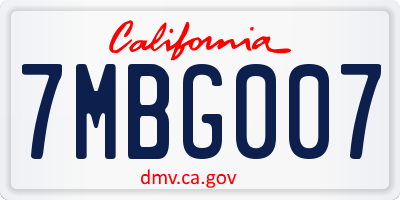 CA license plate 7MBG007