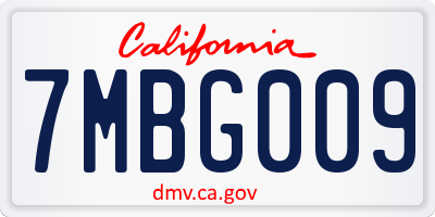 CA license plate 7MBG009