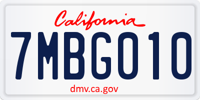 CA license plate 7MBG010
