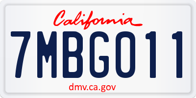 CA license plate 7MBG011