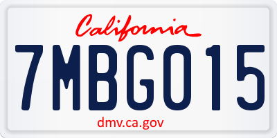 CA license plate 7MBG015